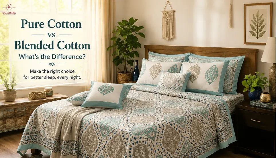 Pure cotton bedsheets compared with blended cotton bedsheets for comfort, breathability, and everyday use in Indian homes.