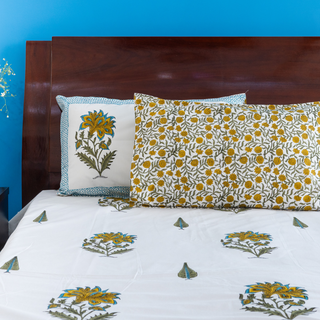 Amber Bloom Cotton Bedsheet