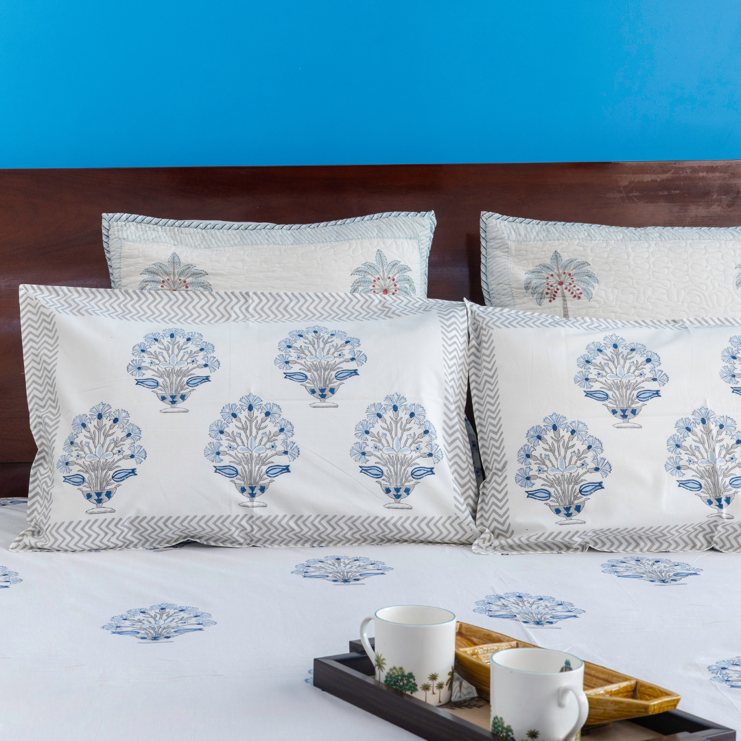 Misty Marvel Cotton Bedsheet (Blue)