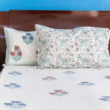 Sapphire  Blossom Cotton Bedsheet (Blue)