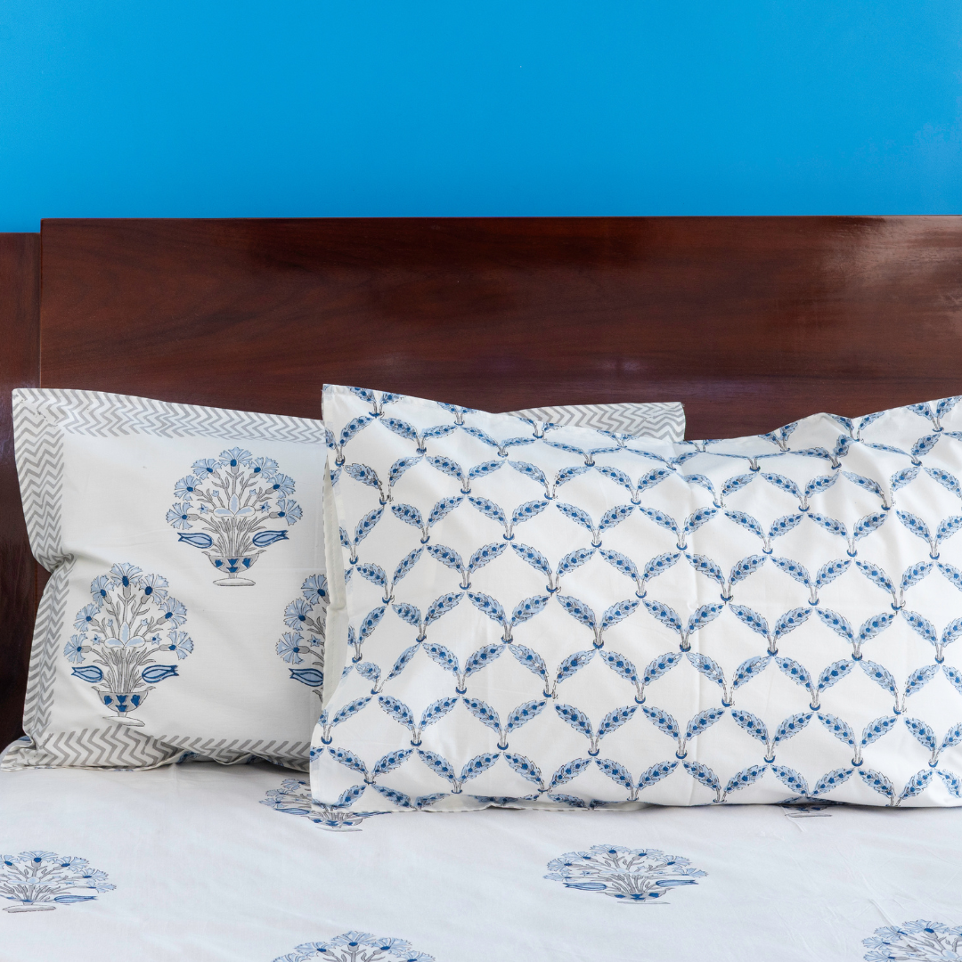 Misty Marvel Cotton Bedsheet (Blue)