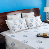 Misty Marvel Cotton Bedsheet (Blue)