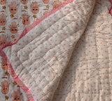 KalaIndia Jellyfish Friends Baby Quilt (Orange) – quilts for kids (close-up of the print detail)