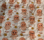 Jelly Fish Friends Baby Quilt (Orange)