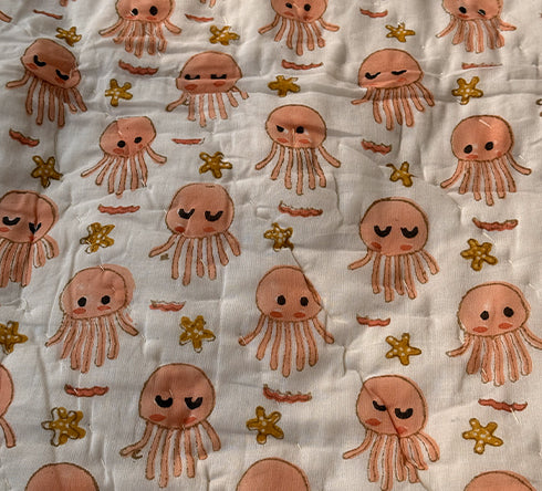 Jelly Fish Friends Baby Quilt (Orange)
