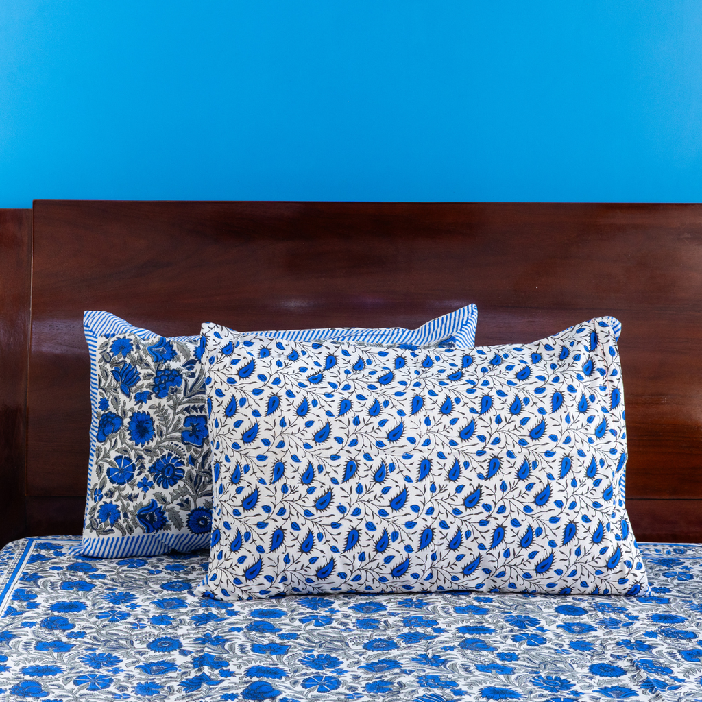 Blue-Jaal Cotton Bedsheet
