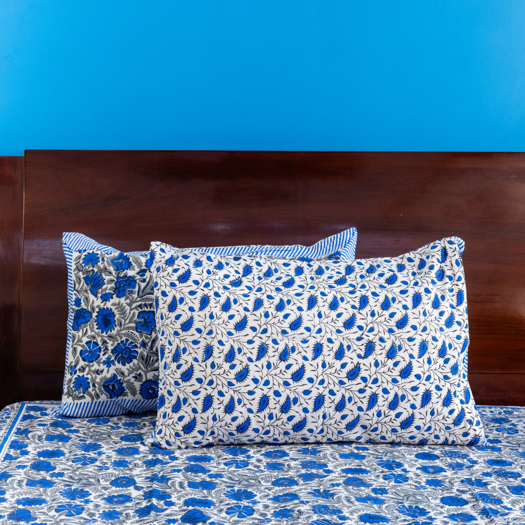 Blue-Jaal Cotton Bedsheet