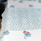 KalaIndia Dream Nest Bedcover – cotton bed cover king size (close-up of the hand block print detail)