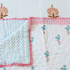 Flamingo Snow Baby Quilt (White)