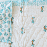 KalaIndia Giraffe Baby Quilt – quilts for kids (close-up of the print detail)