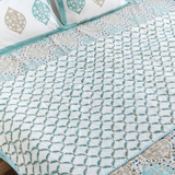KalaIndia Green Tranquil Quilt (Double) – quilt blanket (styled on a bed)