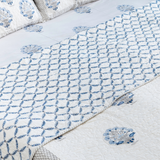 KalaIndia Misty Marvel Bedcover – quilted bed sheets (styled on a bed)