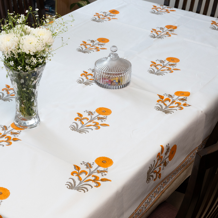 Orange Floral Table Cloth