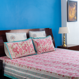 KalaIndia Paisley Pink Bedsheet – floral bedsheet (flat lay view)