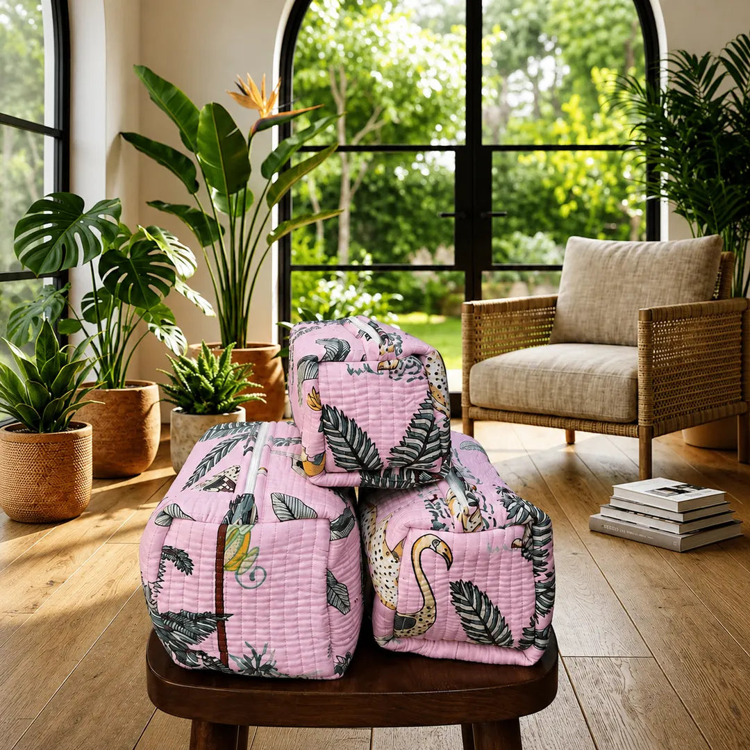 Crane Garden Quilted Pouch