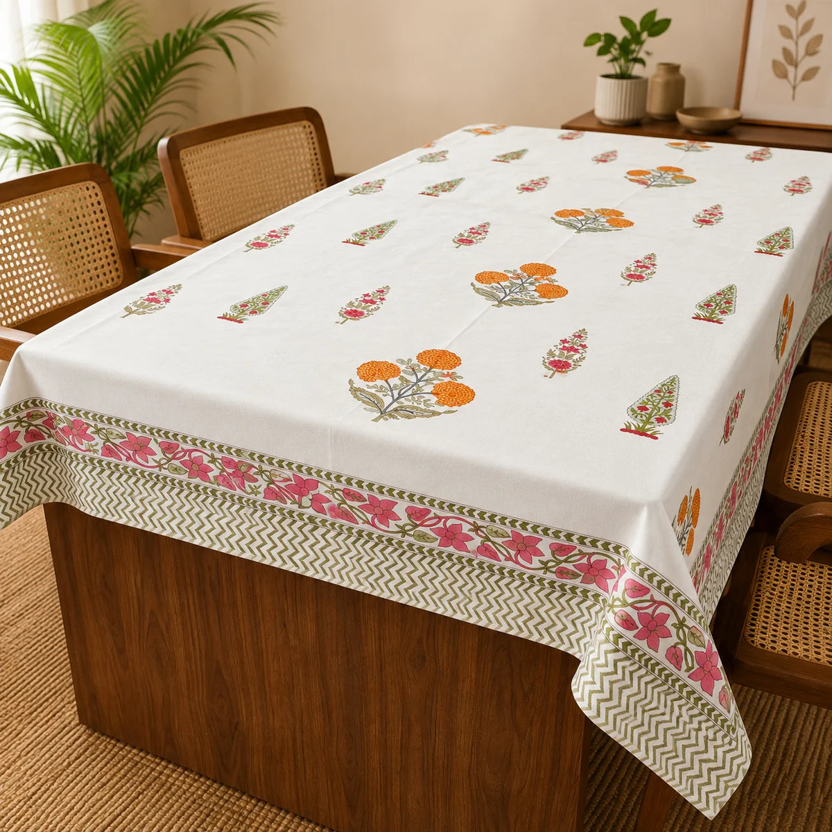 Pink & Orange Floral Table Cloth