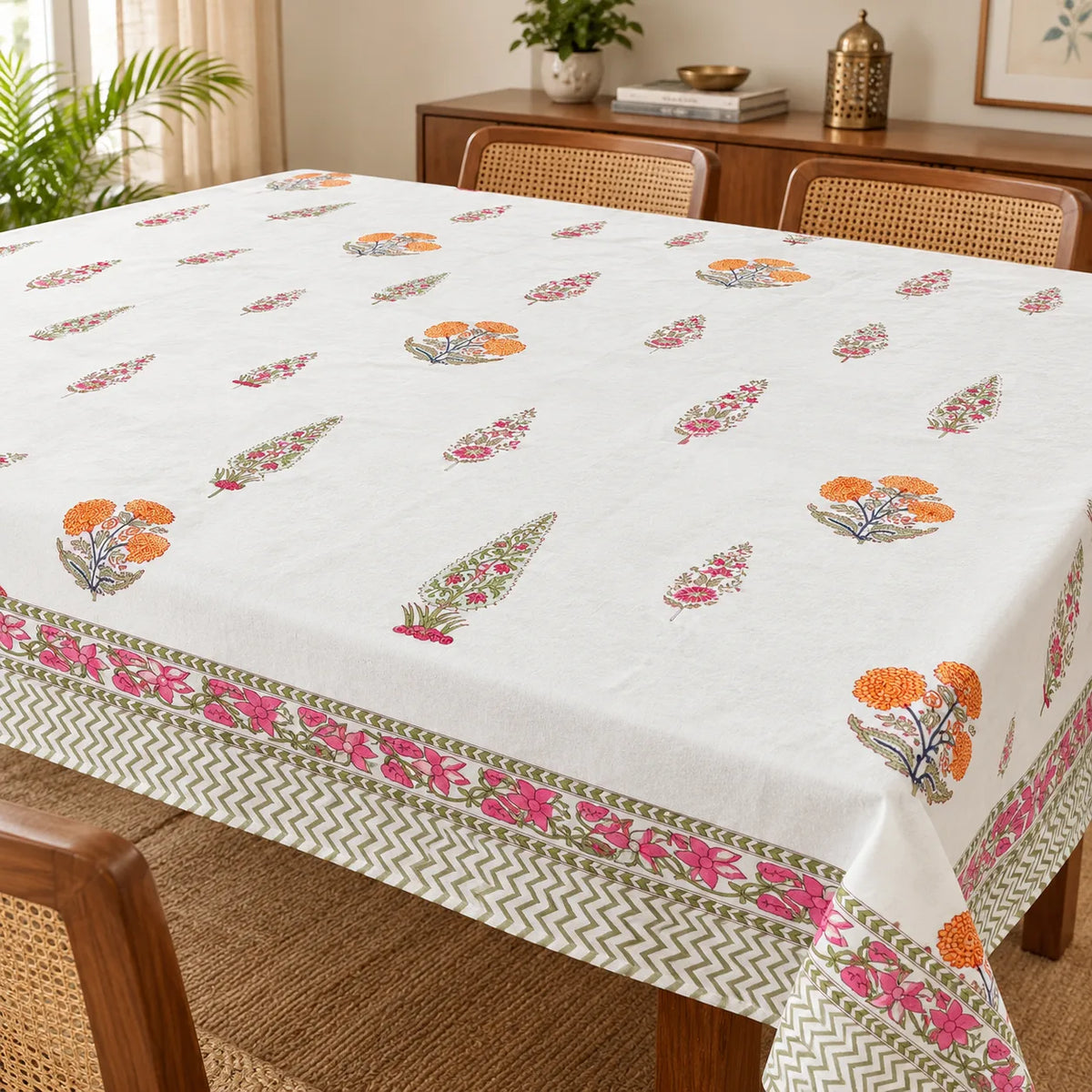 Pink & Orange Floral Table Cloth