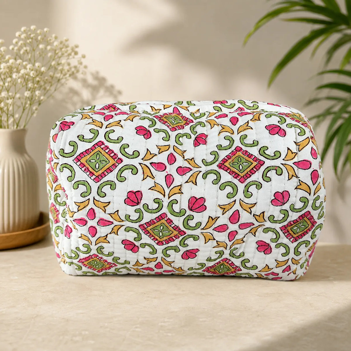 Rose Trellis Quilted Pouch