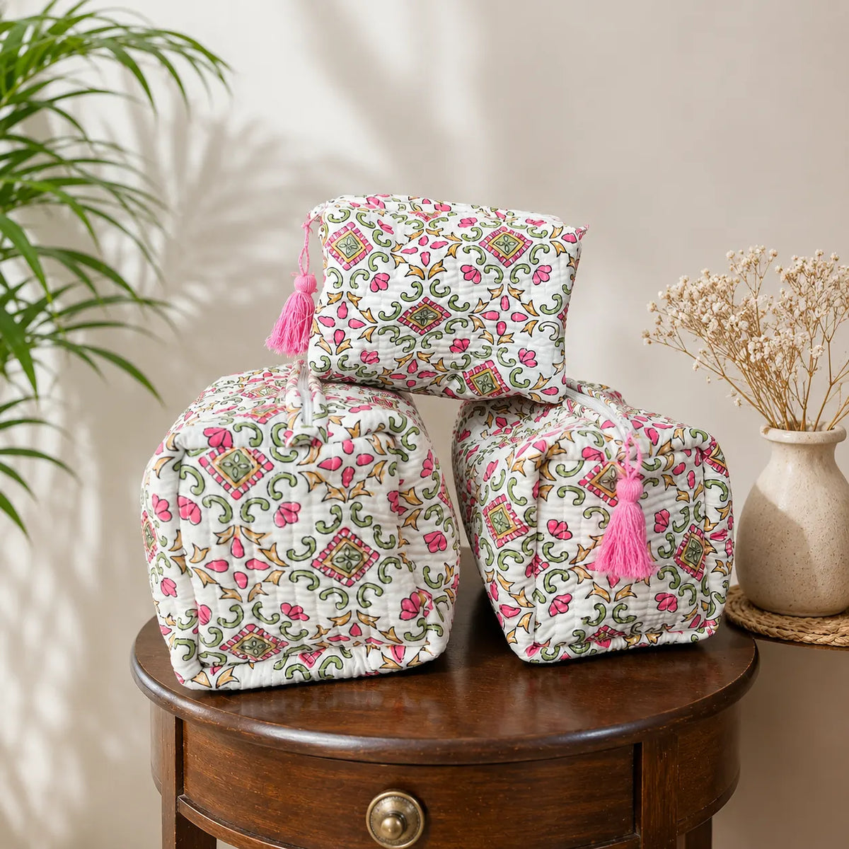 Rose Trellis Quilted Pouch