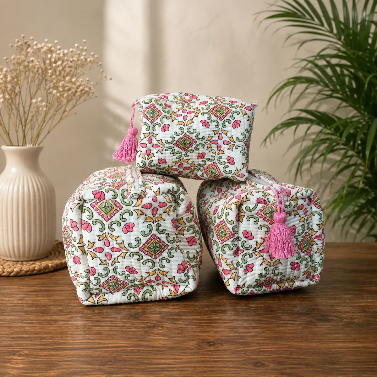 Rose Trellis Quilted Pouch