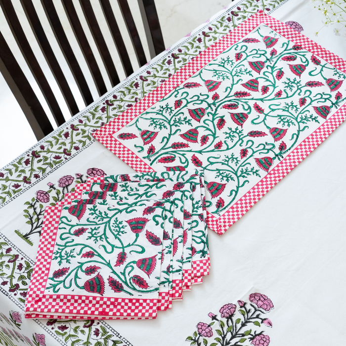 Spring Bloom Table Mats (6) + Napkins (6) Set