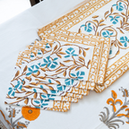 Yellow Floral Mats (6) + Napkins (6) Set