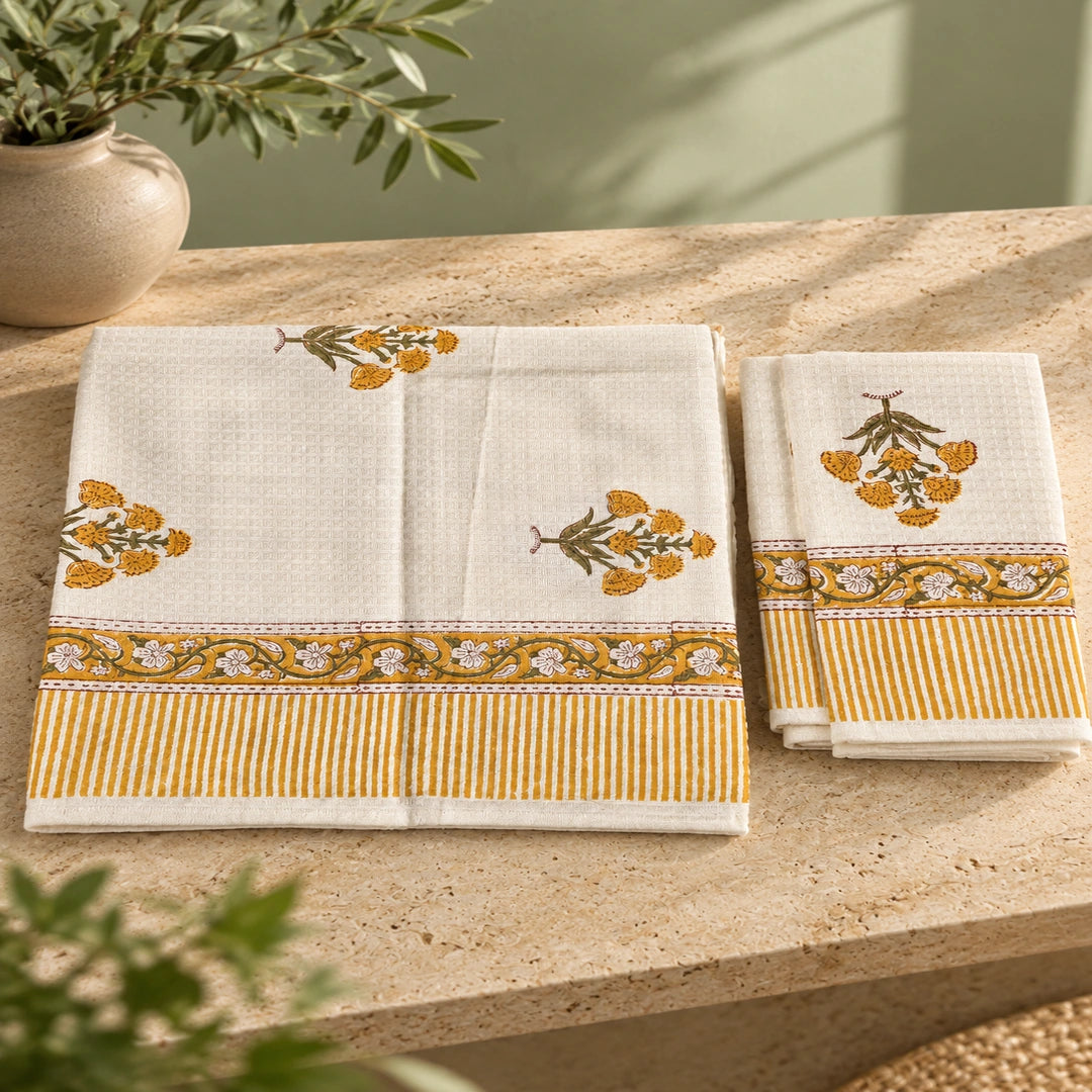 Golden Glow Pure Cotton Towel Set of 3