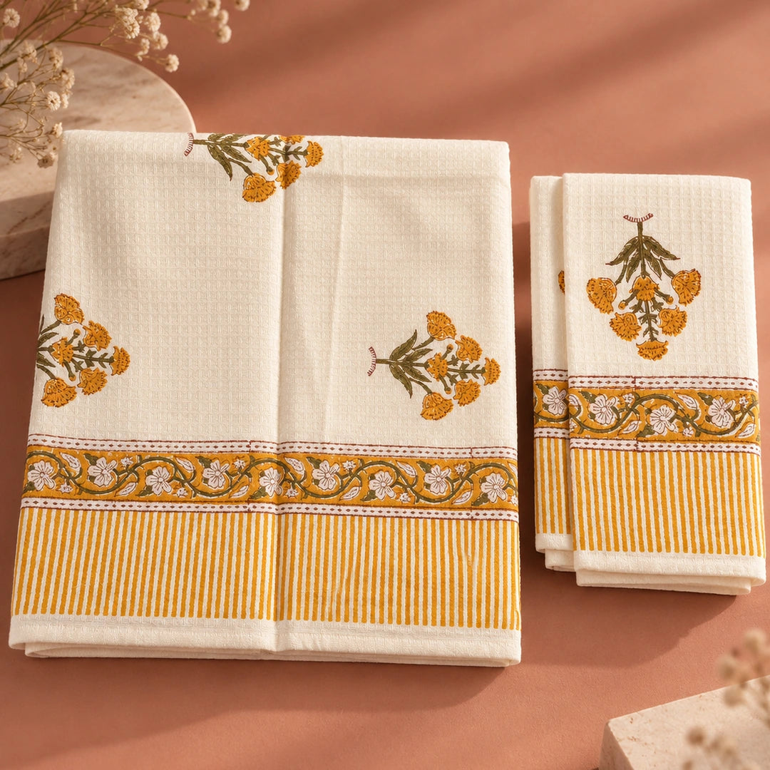 Golden Glow Pure Cotton Towel Set of 3
