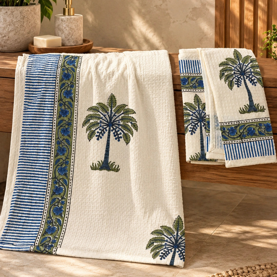 Palm Grove Cotton Bath Towel Set of 3